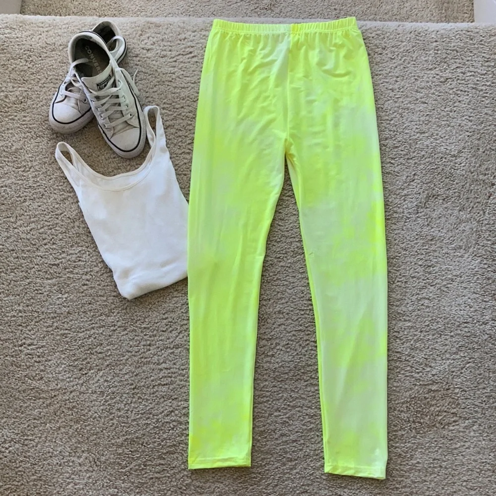 Neon Yellow Tie Dye Leggings - Picture 6 of 6